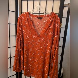 Express Rust Colored With Flowers Top